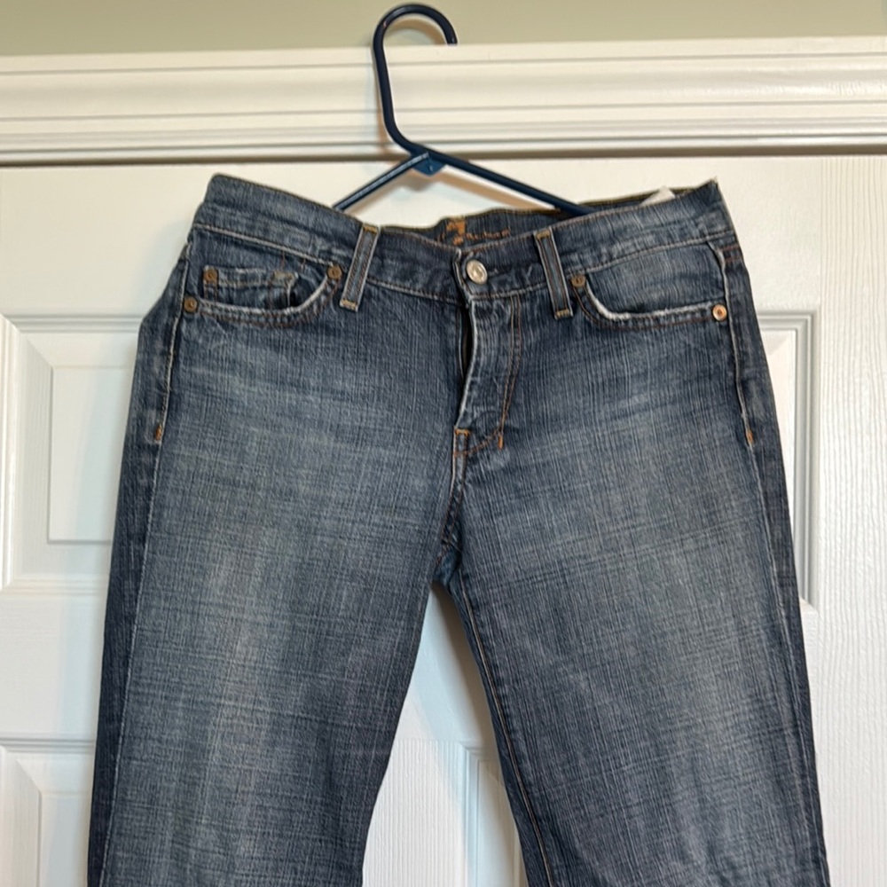 7 For All Mankind Blue Flare Wide Leg Jeans